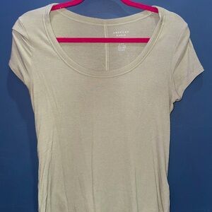 American Eagle Outfitters Women's Light Olive Short Sleeve Tee